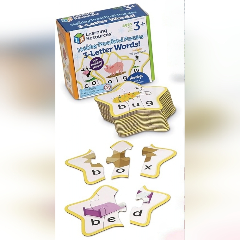 Learning Resources Puzzle Packs~Set of 2: Colors & Shapes and 3-Letter Word - Picture 3 of 5